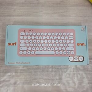 NIB Surf Onn 78 Key Pink Compact Wireless Keyboard Box USB Dongle With Batteries